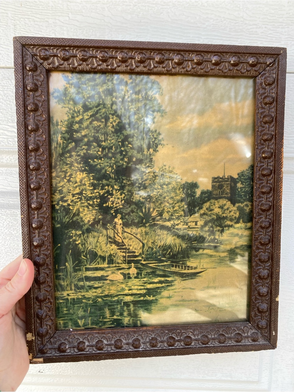 Framed Vintage Print Art Antique Wooden Decorative Frame